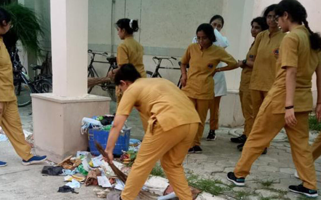 MBBS Students participating in Shramdaan activity in the Hostel premises
