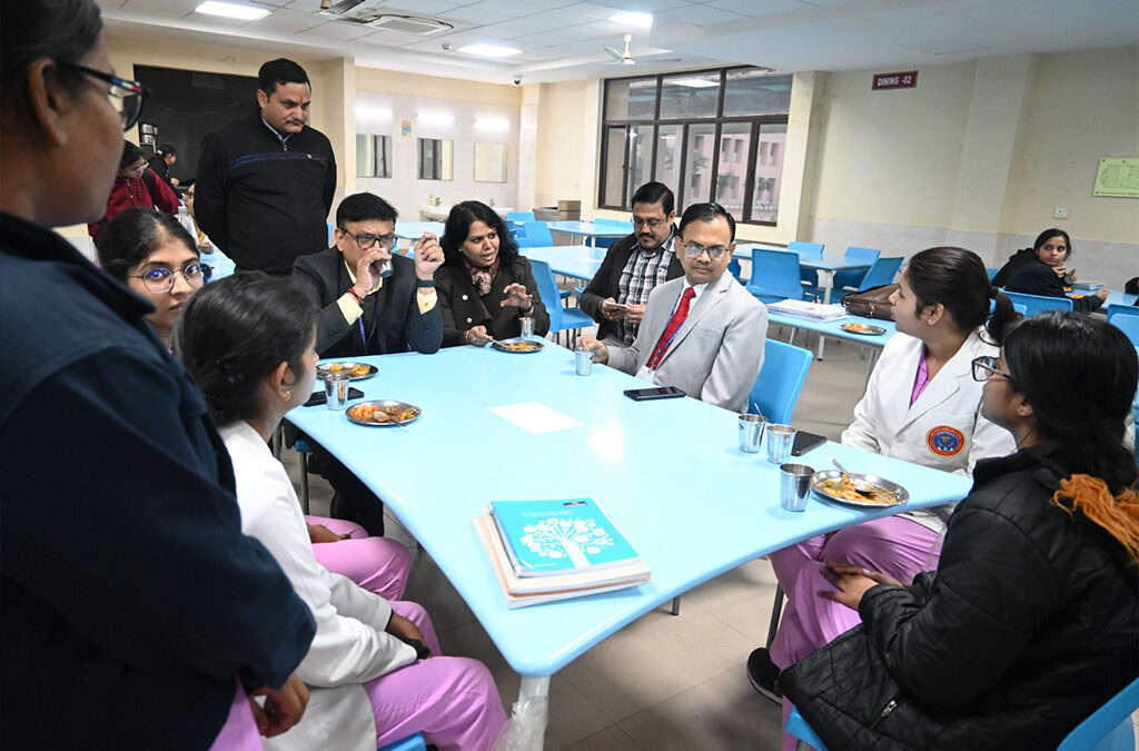 Executive Director Sir interacting with BSc Nursing students at Students Mess during tea time